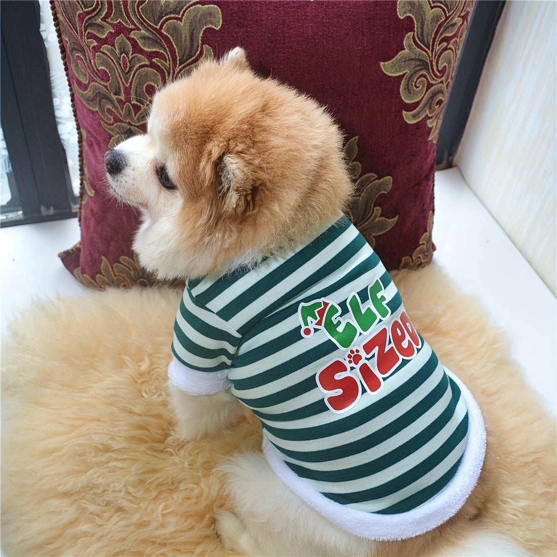 Striped Festive Dog Hoodie - Hoodies with Letter Graphic, New Year Style, Soft and Cozy Pet Sweatshirt for Christmas and Festival Wearing, Adorable Dog Apparel for Small to Large Breeds