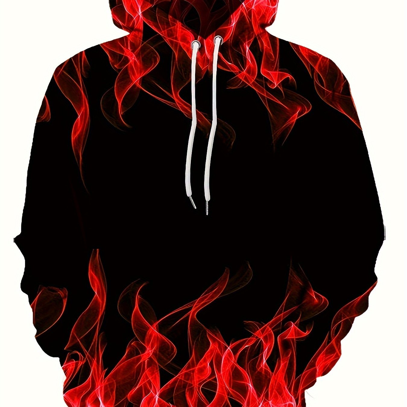 Creative Flame Print Hoodie, Cool Hoodies For Men, Men's Casual Graphic Design Pullover Hooded Sweatshirt With Kangaroo Pocket Streetwear For Winter Fall, As Gifts