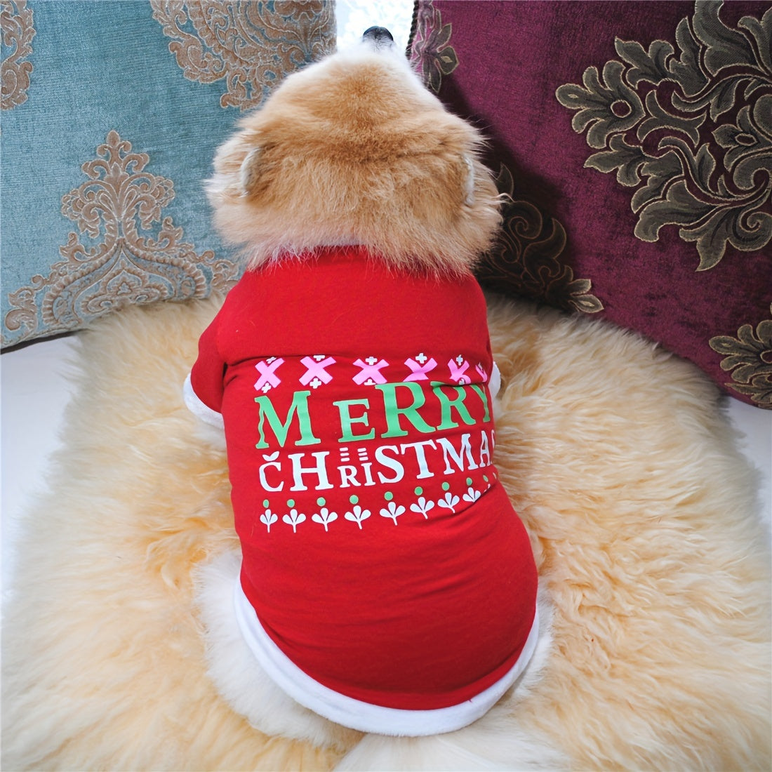 Striped Festive Dog Hoodie - Hoodies with Letter Graphic, New Year Style, Soft and Cozy Pet Sweatshirt for Christmas and Festival Wearing, Adorable Dog Apparel for Small to Large Breeds