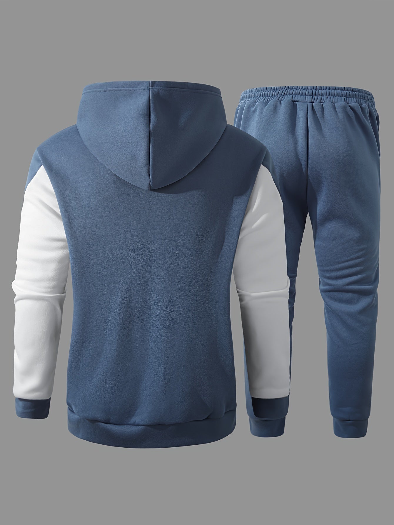 2Pcs Color Block Men's Sweatsuits - Cozy Hoodies Long Sleeve Sweatshirt and Sweatpants Joggers Set for Winter Fall - Soft, Breathable, and Comfortable Men's Clothing