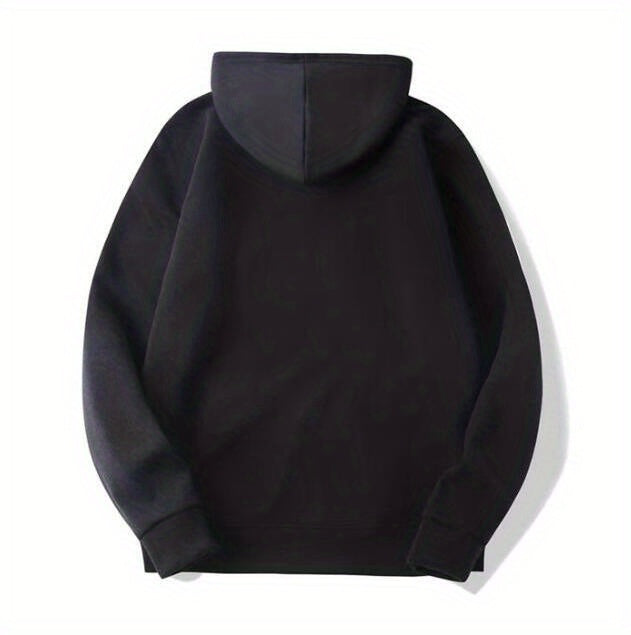 Plus Size Men's Drawstring Hoodies, "My Rights Don't Stop Where Your Feelings Begin" Graphic Print Sweatshirt For Big & Tall Males