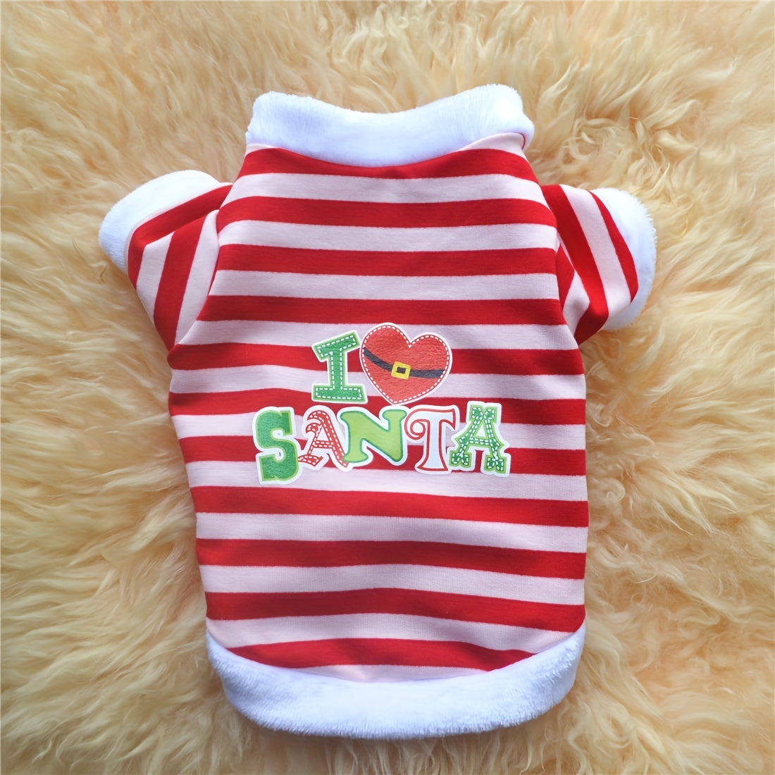 Striped Festive Dog Hoodie - Hoodies with Letter Graphic, New Year Style, Soft and Cozy Pet Sweatshirt for Christmas and Festival Wearing, Adorable Dog Apparel for Small to Large Breeds
