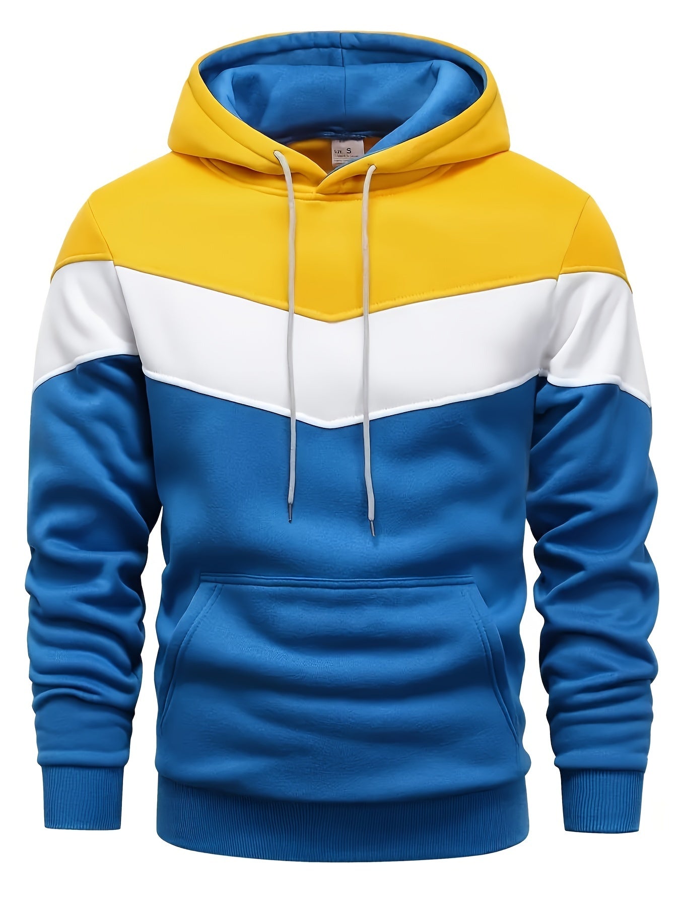 Color Block Print Hoodie, Cool Hoodies For Men, Men's Casual Graphic Design Pullover Hooded Sweatshirt With Kangaroo Pocket Streetwear For Winter Fall, As Gifts