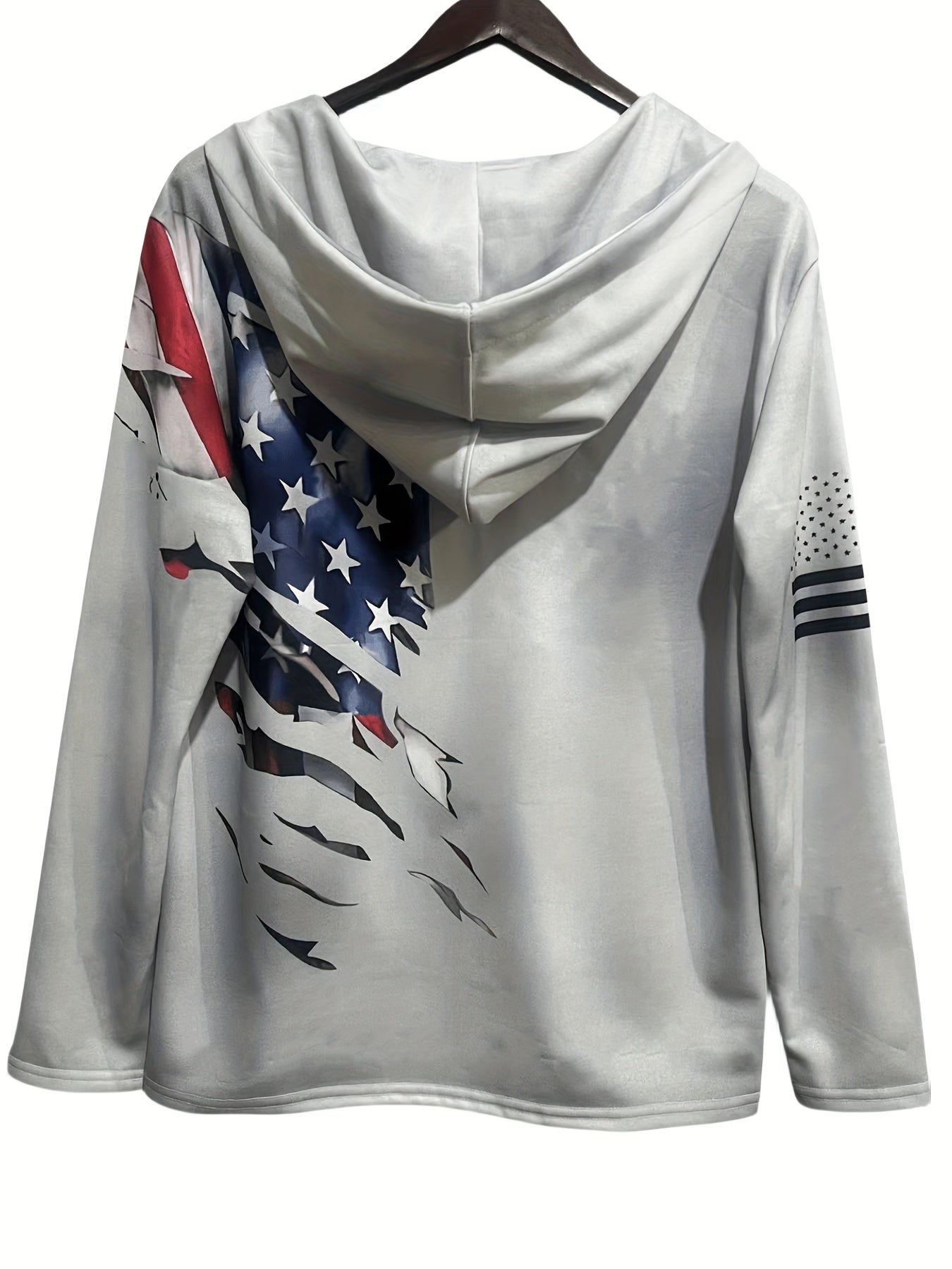 Trendy Retro Flag Print Hoodie - Fashion Hoodies with Lace Up Closure, Casual Graphic Design, Streetwear Style for Winter and Fall - Perfect Gift Idea for Men
