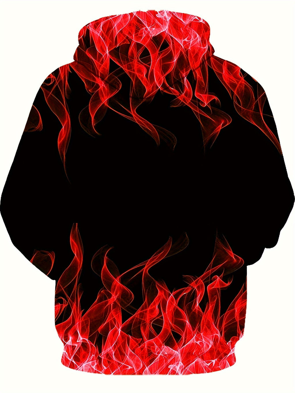 Creative Flame Print Hoodie, Cool Hoodies For Men, Men's Casual Graphic Design Pullover Hooded Sweatshirt With Kangaroo Pocket Streetwear For Winter Fall, As Gifts