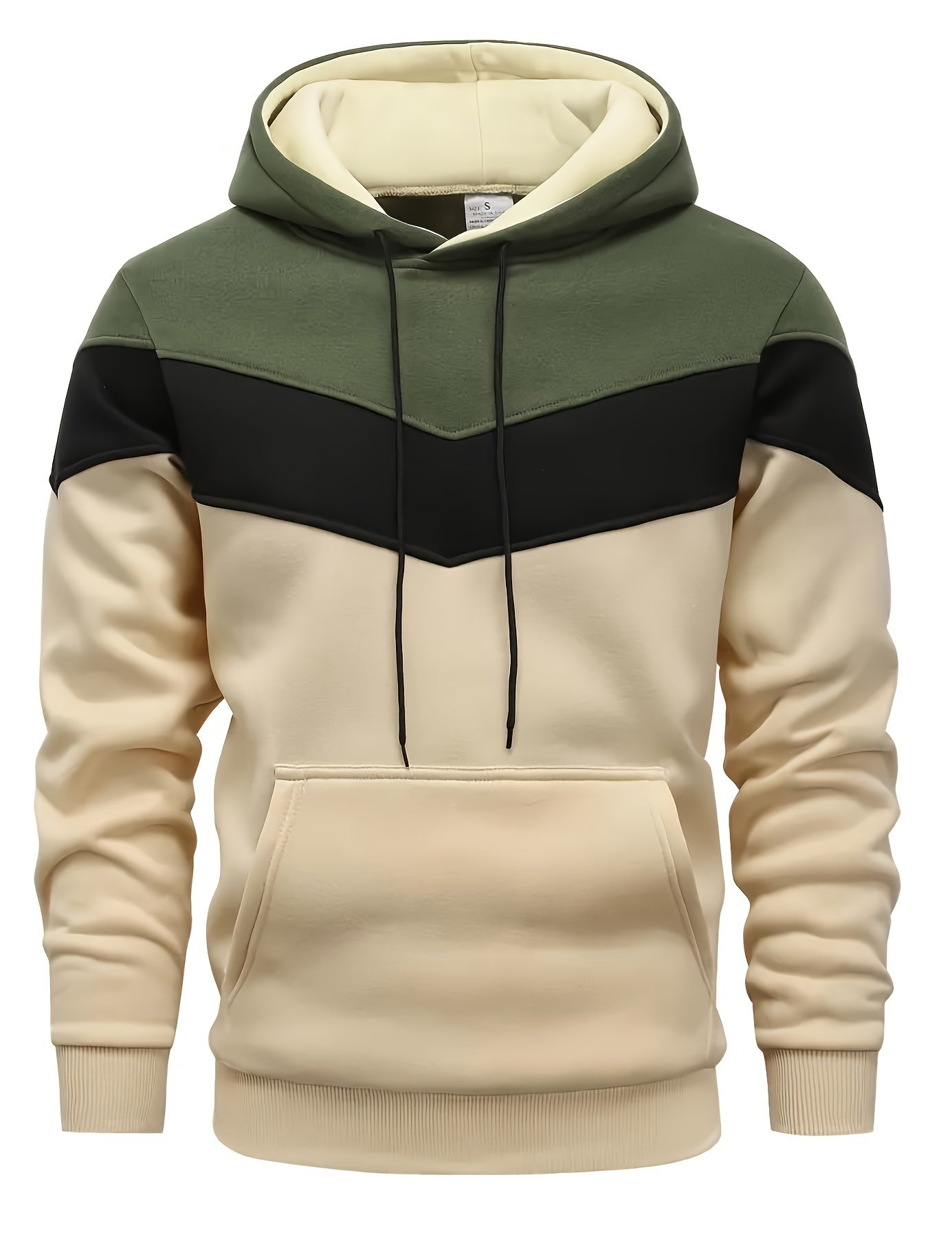 Color Block Print Hoodie, Cool Hoodies For Men, Men's Casual Graphic Design Pullover Hooded Sweatshirt With Kangaroo Pocket Streetwear For Winter Fall, As Gifts