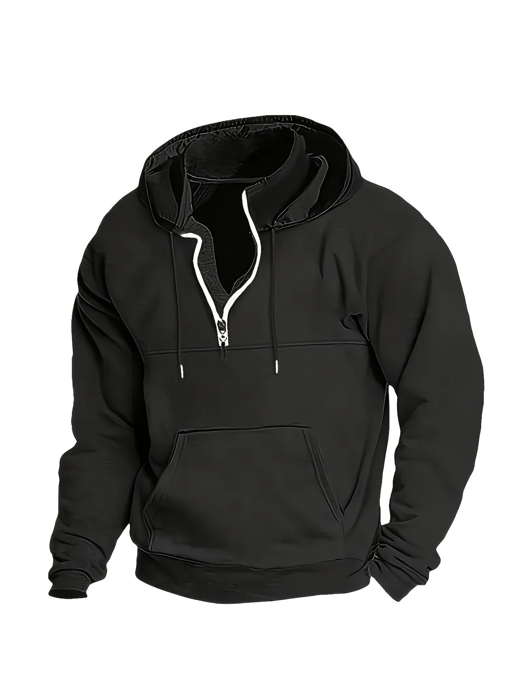 Men's Casual Half-Zip Hooded Sweatshirt: Cool Winter Fall Streetwear Hoodies for Men
