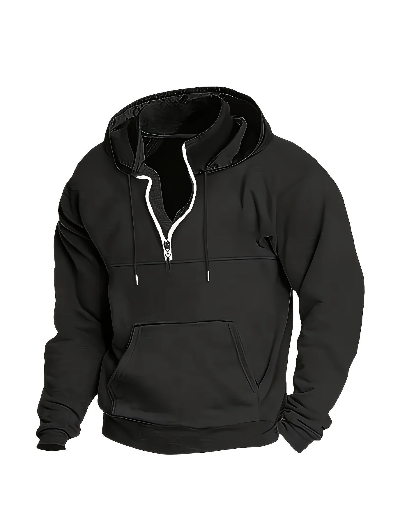 Men's Casual Half-Zip Hooded Sweatshirt: Cool Winter Fall Streetwear Hoodies for Men